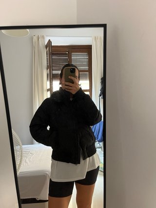 Abrigo plumas acolchado negro talla 42