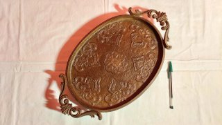 Vassoio Vintage Ovale Decorativo con Manici