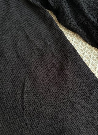 Blusa Mango Negra Manga Abullonada Encaje Talla S