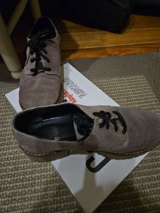 Zapatos ante gris tacón talla 37