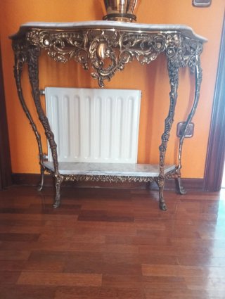 Consola in Marmo e Metallo Dorato