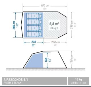 Tienda de campaña inflable Quechua Airseconds 4.1