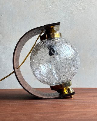 Lampada Tavolo Italiana Anni '60 Palissandro Vetro