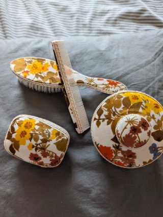 Set bagno vintage tessuto floreale anni 60/70