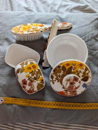 Set bagno vintage tessuto floreale anni 60/70