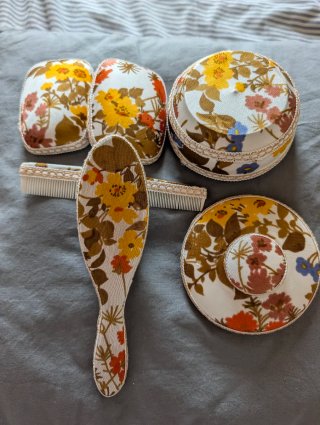 Set bagno vintage tessuto floreale anni 60/70