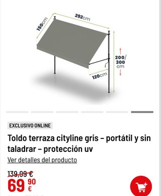 Toldo terraza manual sin taladrar- Nuevo,sin abrir