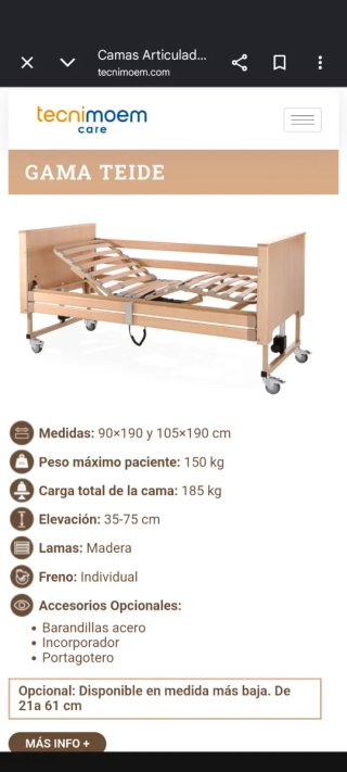 cama hospitalaria articulada y grúa eléctrica