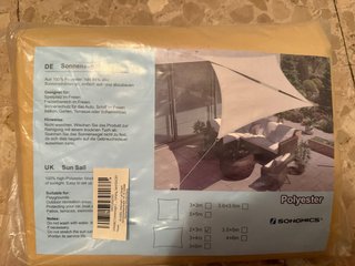 Toldo Vela Sol Poliéster 3x3m