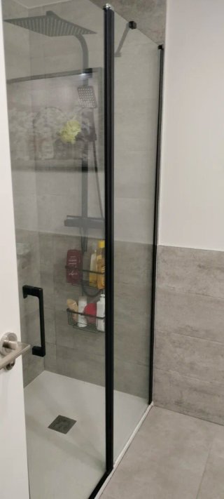 Mampara de Baño Cristal y Metal Negra 80X120X1,95
