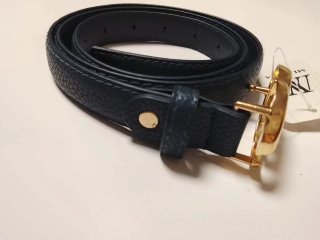 Cinturón Mujer Mia Vita Negro Hebilla Dorada