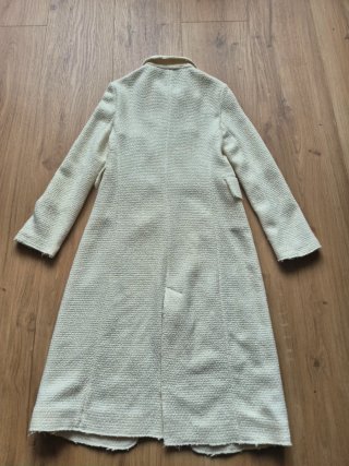 Zara. Precioso abrigo largo tweed crudo. Impecable