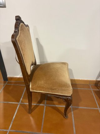 Silla antigua estilo francés madera y terciopelo