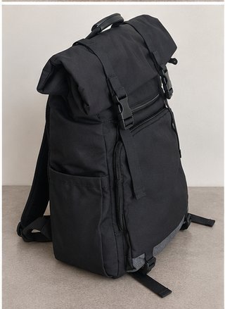 Mochila grande negra roll-top