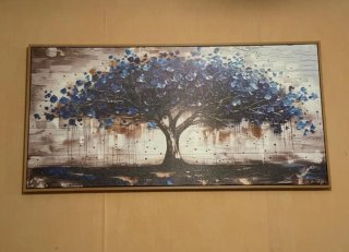 Quadro albero blu e marrone
