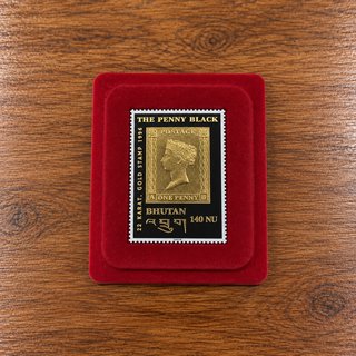 Francobollo Bhutan 22 Carati Oro Penny Black