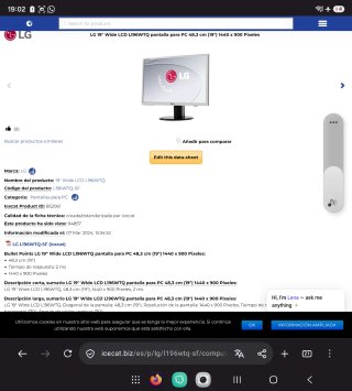 Monitor LG FLATRON L196WTQ-SF gris y negro