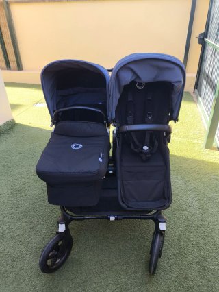 Bugaboo Donkey 5 Gemelar Negro – Capotas Gris Azul