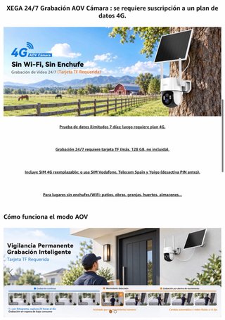 NUEVO! Cámara Vigilancia Exterior Solar 4G