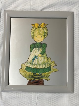 Cuadro infantil niña marco gris