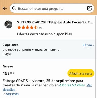 Viltrox C-AF 2X Teleplus Teleconvertidor Canon