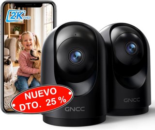 Cámara Vigilancia GNCC Wifi Interior 2K 3MP 2 Pack