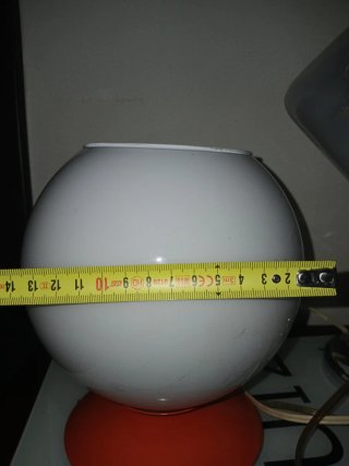 Lampada sfera design arancione e bianco Anni 70