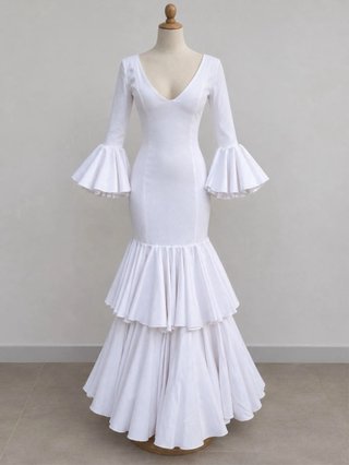 Traje Flamenca Blanco Volantes
