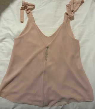 Top rosa tirantes lazo