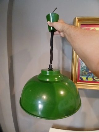Lampadario Metallo Verde Anni '60