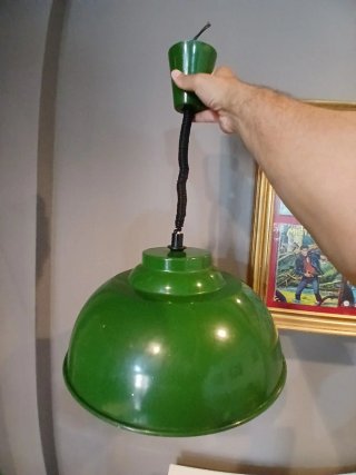 Lampadario Metallo Verde Anni '60