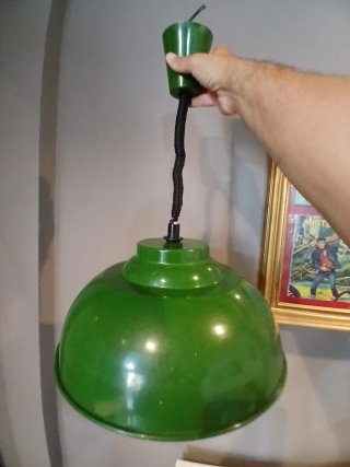 Lampadario Metallo Verde Anni '60