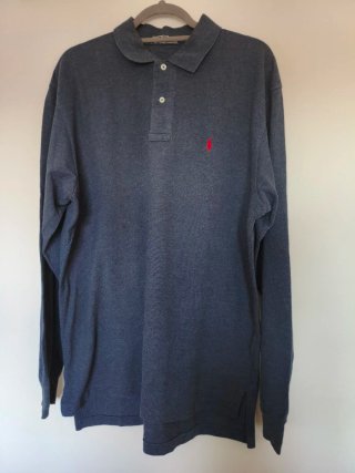 Polo Ralph Lauren Manga Larga Azul XL Pony Rojo