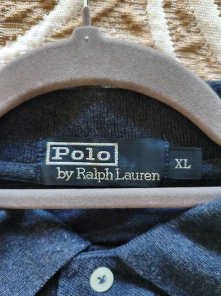 Polo Ralph Lauren Manga Larga Azul XL Pony Rojo
