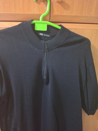 Camisa Zara Negra Hombre Cremallera