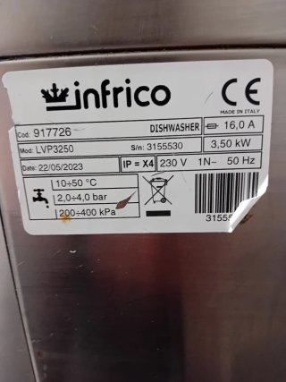 Lavavajillas industrial Infrico LVP3250