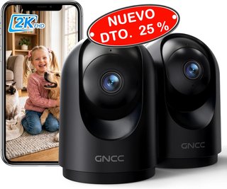 Cámara Vigilancia GNCC Wifi Interior 2K 3MP 2 Pack