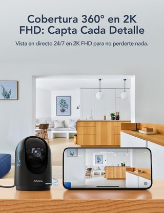 Cámara Vigilancia GNCC Wifi Interior 2K 3MP 2 Pack