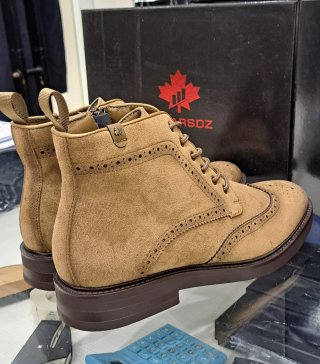 Stivaletti uomo in eco camoscio khaki tg.43