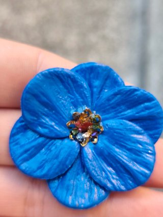 Pendientes Flor Azul con Piedras Vidrio Arcil