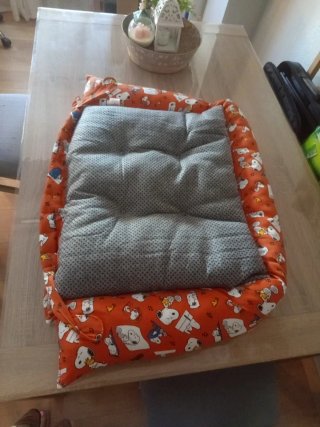 Cama para perro Snoopy naranja