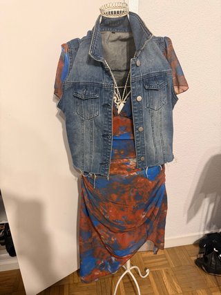 Conjunto Vestido y Chaleco Vaquero