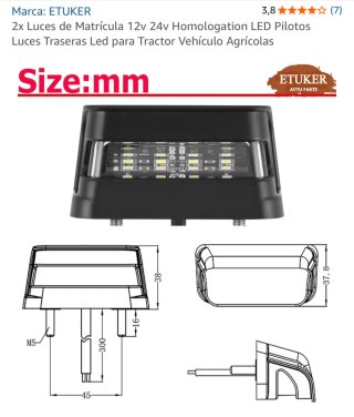 2x Luces LED Matrícula Camión Tractor