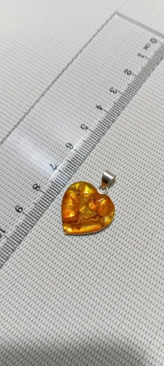 Colgante Plata 925 Corazón Ámbar Báltico.