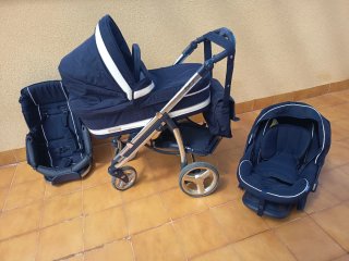 Carricoche y silla de coche azul marino bebe car