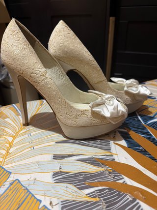 Zapatos Novia Blanco Roto Usados 1h