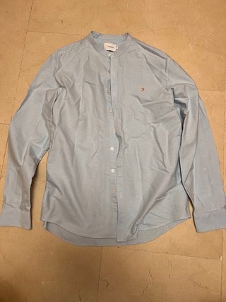Camisa Farah cuello mao azul claro