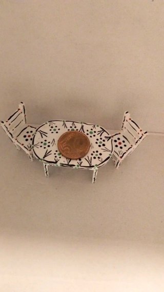 Mesa y sillas miniatura casa muñecas