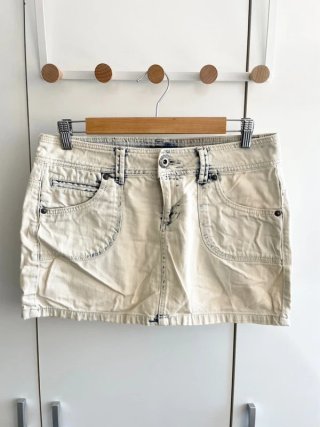 Falda vaquera beige y azul