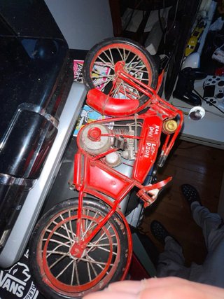 Figura Moto Metal Harley Davidson Vintage Roja